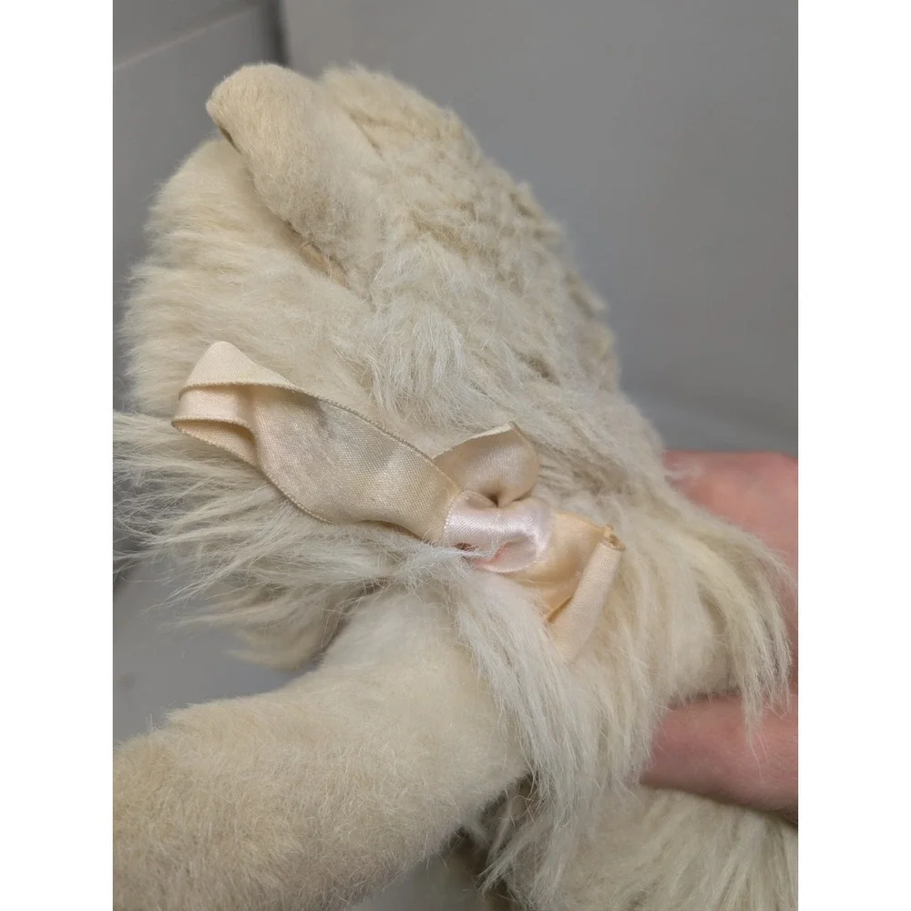 Vintage TY White Persian Angel Cat Pink Bow #1001 Plush Toy 1987 Korea Realistic
